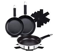 BERGNER BASTER - Juego de 3 Sartenes de 20+24+28CM de Acero Inoxidable Con Asas Huecas - Incluye 3 Protectores - Aptas para Inducción
