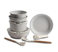 Bergner | Batería Cocina 10 Piezas | Mango Extraíble | 3 Sartenes, 2 Cazos, Tapas & Utensilios | Aluminio Fundido Revestimiento Antiadherente Mármol | Cocina, Hornea, Sirve y Almacena