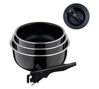 Bergner Black Edition Juego de 3 Cazos de Cocina de 16, 18 y 20 cm + Mango Ergonómico ExtraíbleAluminio Prensado y Antiadherente Todo Tipo de Cocinas y Horno, 16 cm | 18 cm | 20 cm