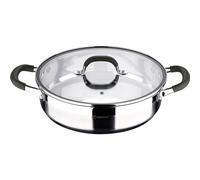 BERGNER - Cacerola Baja con Tapa de 28x7cm - Fabricada en Acero Inoxidable - Recubrimiento Resistente y Duradero - Fácil Limpieza - Antiadherente y Confiable