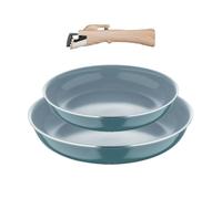 Bergner| Sets de Sartenes con Mango Desmontable | Aluminio Prensado | Interior Antiadherente | Cocina, Hornea y Apila Fácilmente | Inducción Compatible | 2 Sartenes (24+28cm) con Mango Desmontable