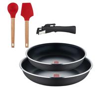 Bergner Click&Cook Juego de 2 Sartenes Ø24Ø28cm Aluminio prensado y Mango Desmontable+Juego de 2 utensilios de cocina de silicona