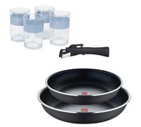 Bergner Click&Cook Juego de 2 Sartenes Ø24Ø28cm Aluminio prensado y Mango Desmontable+Juego de 4 Vasos de 0,5L