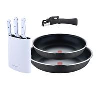 Bergner Click&Cook Juego de 2 Sartenes Ø24Ø28cm Aluminio prensado y Mango Desmontable+Set de 3 Cuchillos con Tacoma en Acero inoxidable