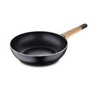 BERGNER Earth | Sartén de Cocina de 28x7,5 cm Con Tapa | Color Negro | Fabricada en Aluminio Prensado con Agarres Ergonómicos de Madera | Menaje de Cocina | Compatible con Todo Tipo de Cocinas