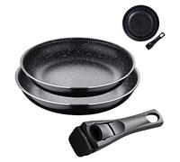 BERGNER Click & Cook Edición Black | Juego de Sartenes | 2 Sartenes de Aluminio Prensado de 24 y 28 cm| con Mango Ergonómico Intercambiable | Menaje de Cocina | para Todo Tipo de Cocinas