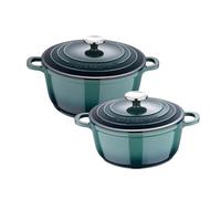 Bergner EXCALIBUR Cacerolas de Ø20 y Ø24cm-2,4L y 4,4L con tapas en Aluminio fundido en color Verde