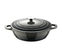 BERGNER Excalibur Grey - Olla Baja Con Tapa de 24 cm - Fabricada Aluminio Fundido - Interior Recubrimiento Color Crema - Exterior Color Gris - Punto Inducción - Pomo Acero Inoxidable