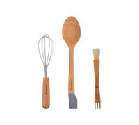 BERGNER Genius - Juego 3 Utensilios Batidor Y Exprimidor - Cuchara Sólida Con Medidas - Pincel De Repostería - Fabricados en Silicona y Madera de Haya - Sin BPA - Antiadherente