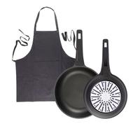 Bergner juego de 2 sartenes ø24ø28cm en aluminio fundido con mango de baquelit delantal de cocina gris oscuro 100% algodón 75x80cm 49 cm