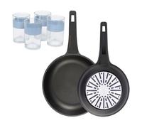 Bergner juego de 2 sartenes ø24ø28cm en aluminio fundido con mango de baquelit juego de 4 vasos de 0,5l