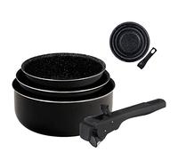 Bergner Set 3 cazos Ø16+18+20cm aluminio prensado apta inducción Click & cook black CON mango Click & cook