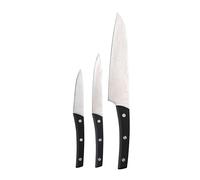 Bergner Q3420 Juego de 3 Cuchillos de Cocina en Acero Inoxidable colección Damascus, Negro/Plateado