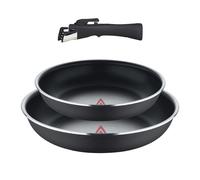 Bergner CLICK&COOK - Set 3 Pzs Sartenes (24+28 cm) con Mango Desmontable - Aluminio Prensado & Heat Dot - Revestimiento ILAG Essential - Antracita