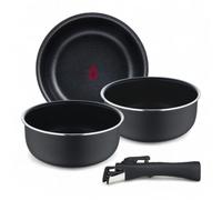 Bergner CLICK&COOK - Set 4 Pzs Cazo Alu Prensado con Mango Desmontable y Heat Dot - Revestimiento ILAG Essential - Antracita - Inducción Compatible, 16 cm | 18 cm | 20 cm