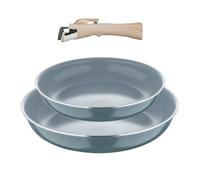 Bergner| Set de 2 Sartenes (22+26 cm) con Mango Desmontable | Aluminio Prensado | Interior Antiadherente Gris | Cocina, Hornea y Apila Fácilmente | Inducción Compatible