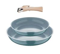 Bergner| Sets de Sartenes con Mango Desmontable | Aluminio Prensado | Interior Antiadherente | Cocina, Hornea y Apila Fácilmente | Inducción Compatible | 2 Sartenes (24+28cm) con Mango Desmontable