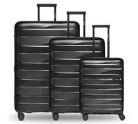 Bergpfeil Juego de maletas de viaje de 4 ruedas, 3 piezas, con plegado extensible negro