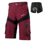 BERGRISAR Culotte Ciclismo Hombre Pantalon MTB y Bicicletas de montaña, Bolsillos con Cremallera, Resistente al Agua, Transpirables 1806BG, Acolchado extraíble Rojo, Medium