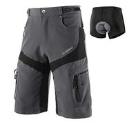 BERGRISAR Culotte Ciclismo Hombre Pantalon MTB y Bicicletas de montaña, Bolsillos con Cremallera, Resistente al Agua, Transpirables 1806BG, Acolchado extraíble Gris, Large