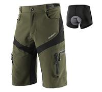 BERGRISAR Culotte Ciclismo Hombre Pantalon MTB y Bicicletas de montaña, Bolsillos con Cremallera, Resistente al Agua, Transpirables 1806BG, Acolchado extraíble Verde, Medium