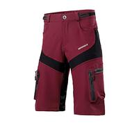 BERGRISAR Pantalones Cortos de Ciclismo Hombre Culotte para MTB y Bicicletas de montaña, Bolsillos con Cremallera, Resistente al Agua, Transpirables 1806BG, Rojo, XX-Large