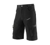 BERGRISAR Pantalones Cortos de Ciclismo Hombre Culotte para MTB y Bicicletas de montaña, Bolsillos con Cremallera, Resistente al Agua, Transpirables 1806BG, Negro, XX-Large