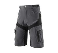 BERGRISAR Pantalones Cortos de Ciclismo Hombre Culotte para MTB y Bicicletas de montaña, Bolsillos con Cremallera, Resistente al Agua, Transpirables 1806BG, Gris, Small