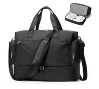 bergsalz Bolsa de Viaje, 45L Bolsa Deporte Mujer Hombre, Grande Bolso Maternidad Hospital Impermeable, Bolsa Viaje 55x 40x23 para Gimnasio, Trabajo, Negro