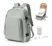 bergsalz Mochila Viaje Al Vacío con Bomba, Mochila de Compresión Al Vacío, Cabina Avión 45x36x20, Mochila Equipaje de Mano Ryanair Verde Grisáceo