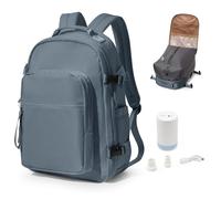 bergsalz Mochila Viaje Al Vacío con Bomba, Mochila de Compresión Al Vacío, Cabina Avión 45x36x20, Mochila Equipaje de Mano Ryanair Azul Zafiro