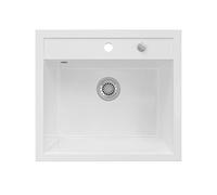 Bergström Fregadero de cocina "Valencia", Blanco, 56.5 x 51 cm, con válvula de desagüe y orificio para grifo preperforado