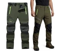 bergxperten segurva Pantalon Impermeable Hombre térmico Forro Polar Cortaviento Pantalones Trekking Trabajo montaña Senderismo Invierno elástico NYCO 4 Bolsillos Cremallera Aire Libre