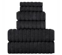 BERIBO Juego de Toallas turcas 100% algodón (Nube), 6 Piezas, 620 g/m² (Negro)