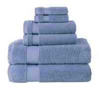 BERIBO Juego de Toallas turcas 100% algodón (Serenity), 6 Piezas, 620 g/m², Azul Serenidad