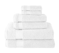 BERIBO Serenity - Juego de Toallas turcas de 6 Piezas, 2 Toallas de baño, 2 Toallas de Mano, 2 Toallas de Cara, 600 g/m², 100% algodón (Blanco)