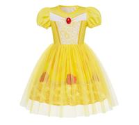 Berich Disfraz de princesa de Bella para niñas, disfraz para el Día Mundial del Libro, disfraz de Halloween, regalos de Navidad, vestido de princesa de 2 a 3 años (amarillo, 100)