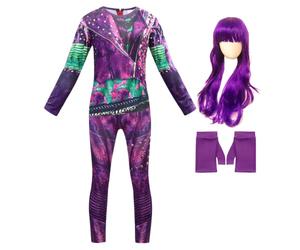 Berich Disfraz de The Descendants para niñas con peluca, disfraz de Mal para niñas, disfraz de princesa para Halloween, carnaval, cosplay, conjunto de ropa de fiesta, disfraz de descendientes de 5 a 6