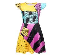 Berich Sally Finkelstein,Disfraz de pesadilla antes de Navidad, disfraz de Sally para niñas, disfraz de Halloween, ropa de Navidad, fiesta temática para niños, 6-7 años (amarillo, 140)