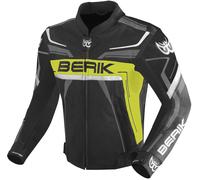 Berik Absolute Race Chaqueta de cuero para moto, negro/neón amarillo/antracita, Talla 52