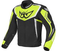 Berik Bad Eye Chaqueta textil impermeable para motocicletas, Negro/Blanco/Amarillo, Talla 54