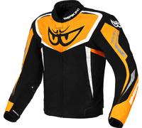 Berik Bad Eye Chaqueta textil impermeable para motocicletas, Negro/Blanco/Naranja, Talla 54