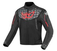 Berik Camo Street Chaqueta textil impermeable para motocicletas, negro/rojo, Talla 52