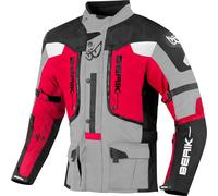 Berik Dakota Chaqueta textil de moto 3 en 1 impermeable, negro/gris/rojo, Talla 56