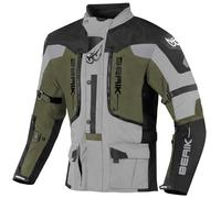 Berik Dakota Chaqueta textil de moto 3 en 1 impermeable, negro/gris/verde, Talla 48