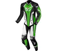 Berik Losail-R perforated Traje de cuero de motocicleta canguro de una pieza, Negro/Blanco/Verde, Talla 52