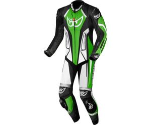 Berik Losail-R perforated Traje de cuero de motocicleta canguro de una pieza, Negro/Blanco/Verde, Talla 52