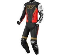 Berik Monza Damas de dos piezas de cuero de motocicleta traje, negro/rojo/dorado, Talla 40