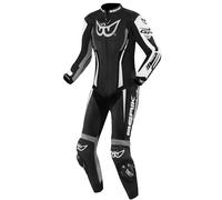 Berik Monza Damas de una pieza traje de cuero de motocicleta, Blanco/negro/gris, Talla 44