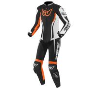 Berik Monza Damas de una pieza traje de cuero de motocicleta, Negro/Blanco/Naranja, Talla 40